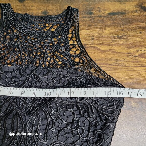 AX Paris Bodycon Dress Size 8 Crochet Lace Scuba Knit Stretch Dark Coquette NWT - Picture 7 of 10